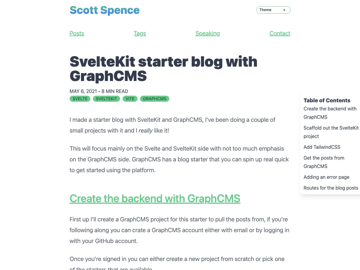 Screenshot of GraphCMS Starter Blog