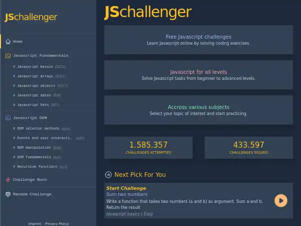 Screenshot of JSchallenger