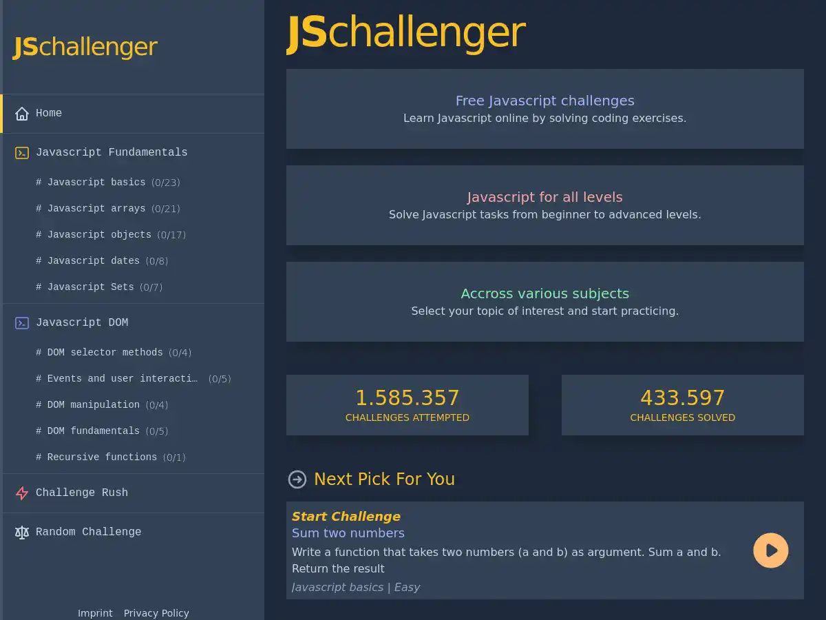 Screenshot of JSchallenger