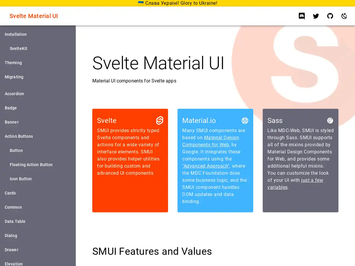 Screenshot of Svelte Material UI