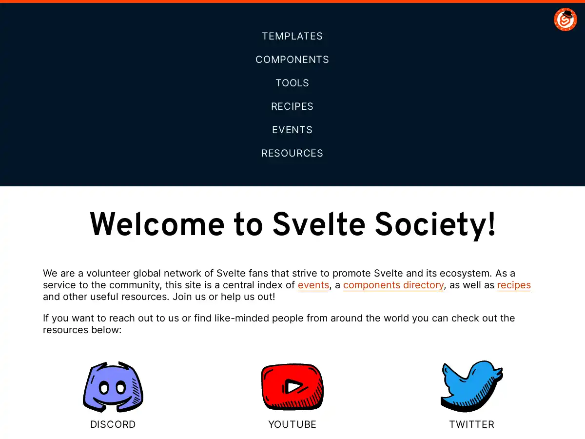 Screenshot of Svelte Society