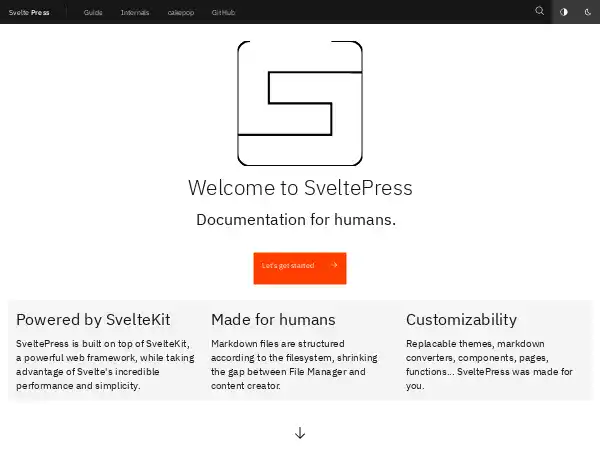 Screenshot of SveltePress