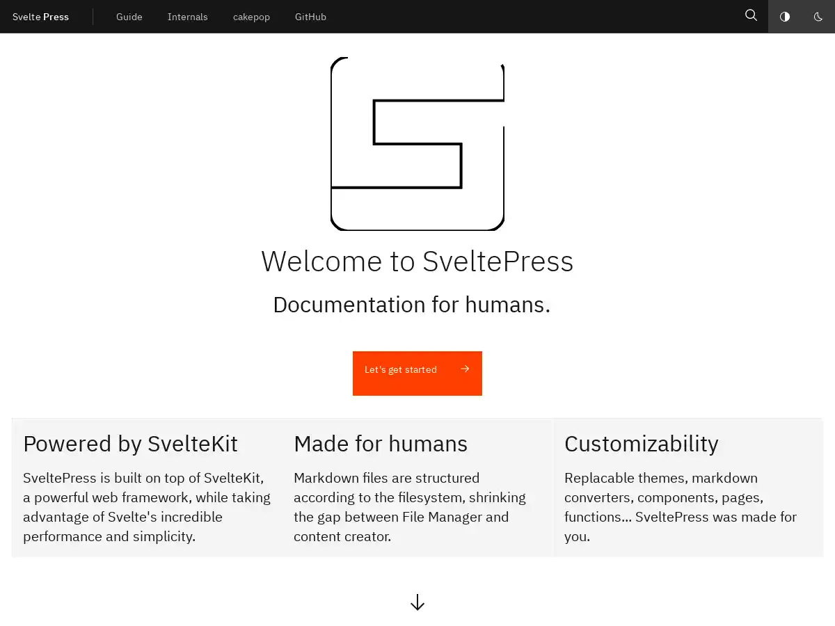 Screenshot of SveltePress